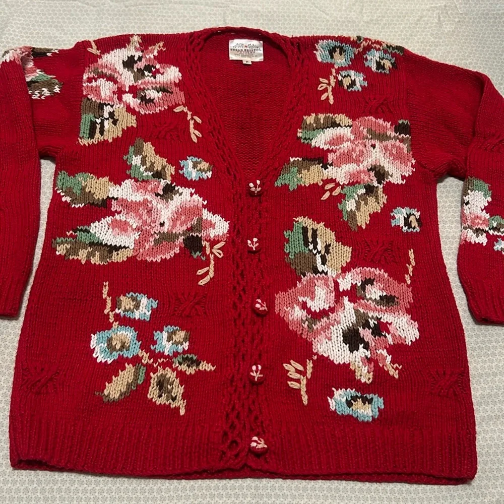Vintage Susan Bristol Hand Knitted Cardigan Women’s Size Petite - Picture 1 of 8